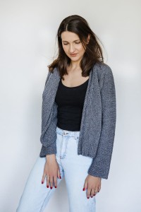 CIEPŁY SZARY KARDIGAN Z ALPAKI