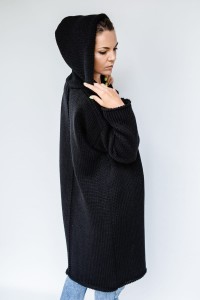 DŁUGI KARDIGAN WEŁNIANY Z KAPTUREM