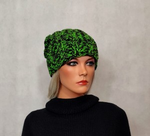 HAND MADE CZAPKA unisex zielono-czarna