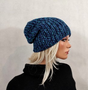 CZAPKA MELANŻ GRANAT-TURKUS SZAFIR