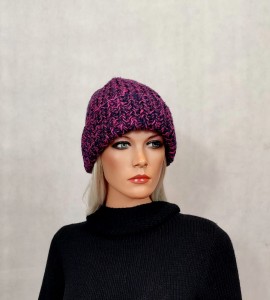 Czapka melanż granat-fuksja