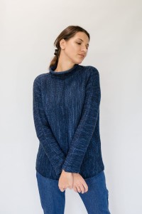 GRANATOWY KIMONOWY SWETER 