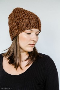 Czapka handmade ciepły brąz