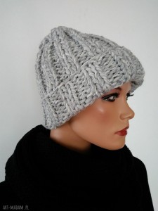 Czapka handmade szara unisex