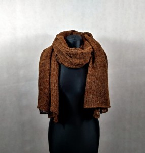 Szal kasztanowy brąz z wełny i alpaki