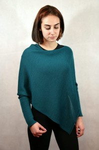 PONCZO-SWETER TURKUSOWY